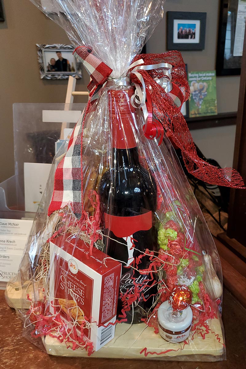 Lady in Red wine gift basket