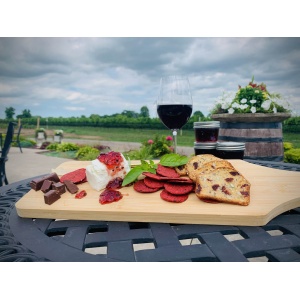 Cream cheese board and wine glass