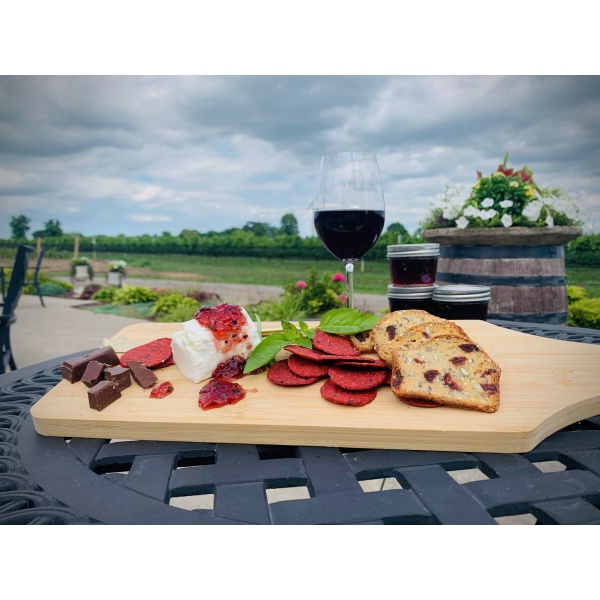Cream cheese board and wine glass