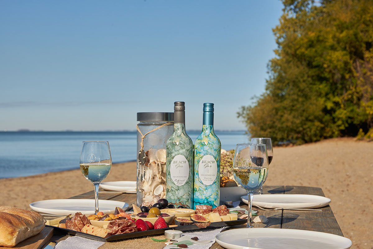 Beach Glass Series wine on table
