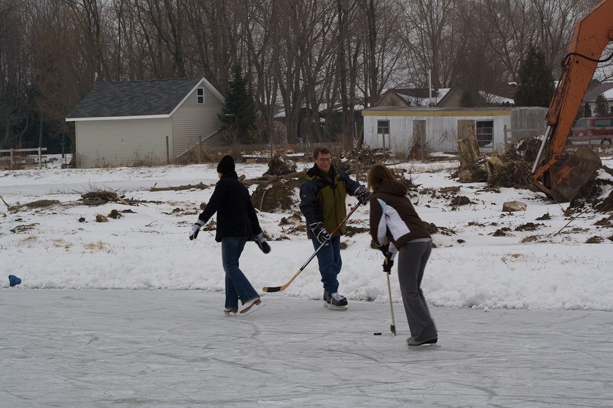 Hockey during ice skate