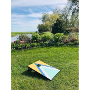 Cornhole game at winery