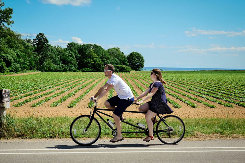 Couple on tandem bike