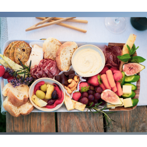 overhead shot of charcuterie board